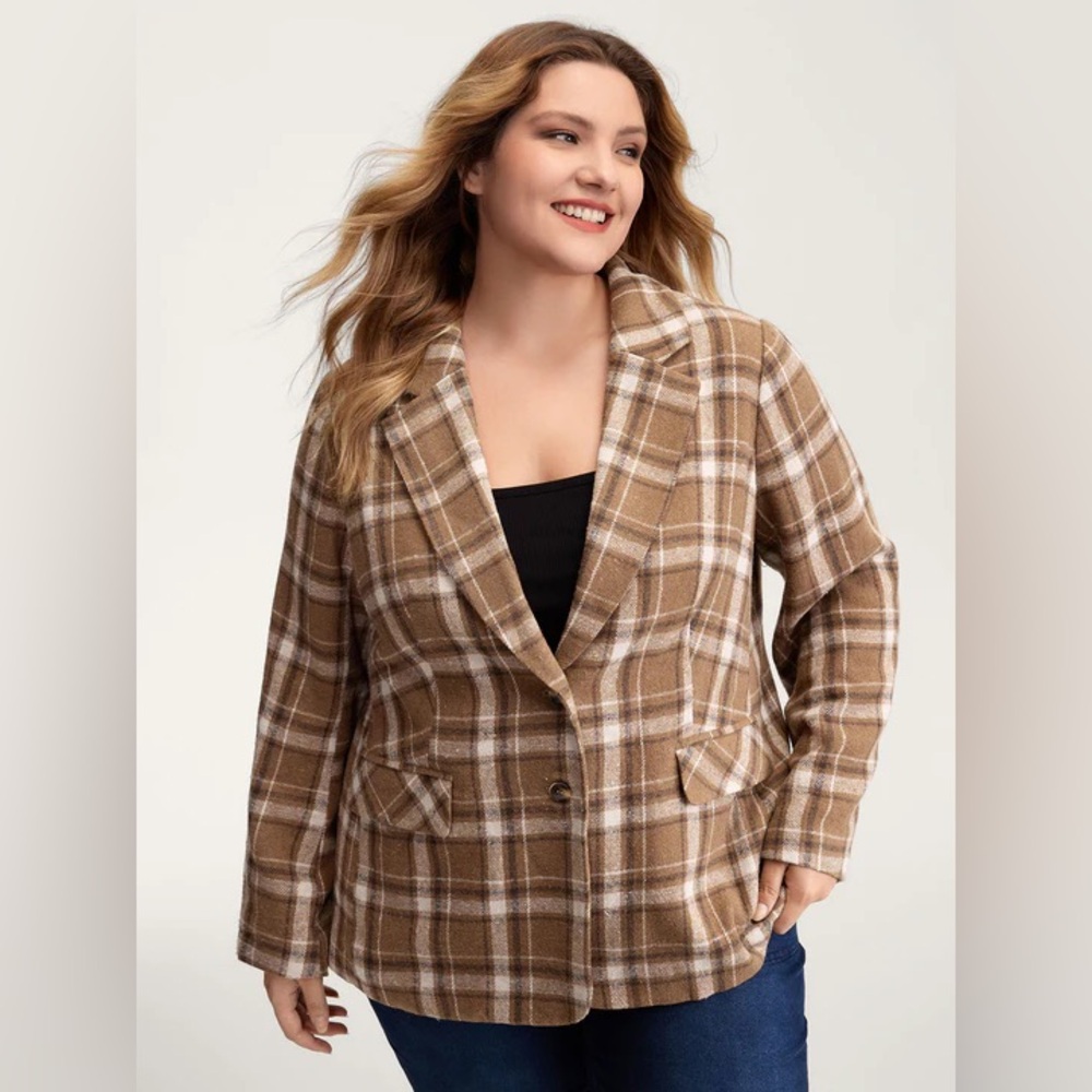 BloomChic Brown Plaid Women's Blazer